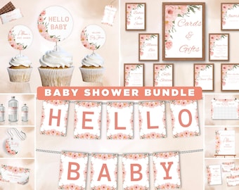 Méga lot d'invitations pour une fête prénatale Bébé en fleurs (numérique)