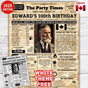 Póster del centenario de Canadá, ideas para regalos del centenario, regalo para el bisabuelo, regalo para la abuela, póster de cumpleaños de 1925, nacido en 1925