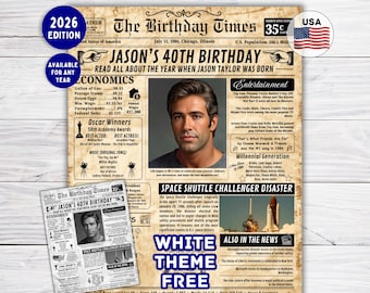 Poster de journal de 40e anniversaire en 1986 , Cadeau de 40e anniversaire , Décorations de 40e anniversaire , Poster d'anniversaire de journal 1986