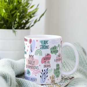 Daily Affirmation Mug,Affirmations, Gifts, Positivity, Daily Reminders, mug, Mental health, Coffee, Health, positive, tea, words, gift mug
