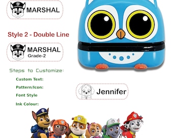 Personalized Kids Name Stamp for Clothes, Daycare & School Items, Custom Cartoon Icon, Uniform Stamp