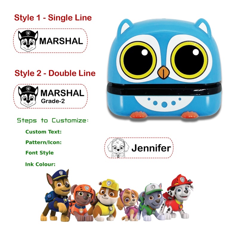Personalized Name Stamp for Kids' Clothing: Custom Cartoon Icon. - Etsy ...