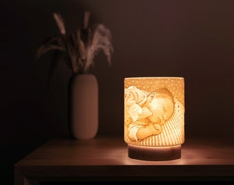 Personalisierte 3D Druck Foto Lampe | minimalistisches Design mit Echtholz | Individuelle Erinnerung + Geschenk