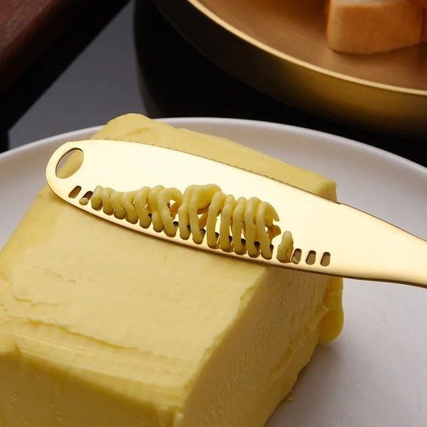 Butter Scraper & Spreader Knife • Easily Spread Real Butter! • Gold, Silver, Rose Gold, Black, Blue, Purple, Rainbow •