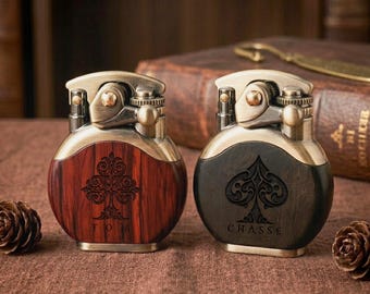 Briquet en bois gravé personnalisé - Cadeau prénom personnalisé pour homme, cadeau d'anniversaire fête des pères