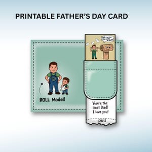 Father's Day Interactive Card Template, Printable Toilet Paper Card Template, Funny Father's Day Pull Out Card