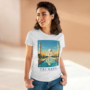 Taj Mahal Women&#39;s Midweight Cotton Tee, Taj Mahal Gift, India Gift, Taj Mahal Tee Shirt, Indian Tee Shirt, Taj Mahal Souvenir, Indian Shirt