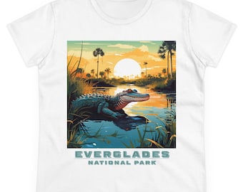 Everglades women's Midweight Cotton Tee, Everglades t-shirt, Ladies National Park Tee, Everglades tee, Everglades alligator, Travel Gifts