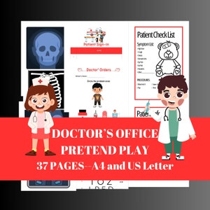 Doctor Pretend Play Printables, doctor dramatic play, hospital pretend, preschool printables, toddler activities, kindergarten, X-Ray, nurse