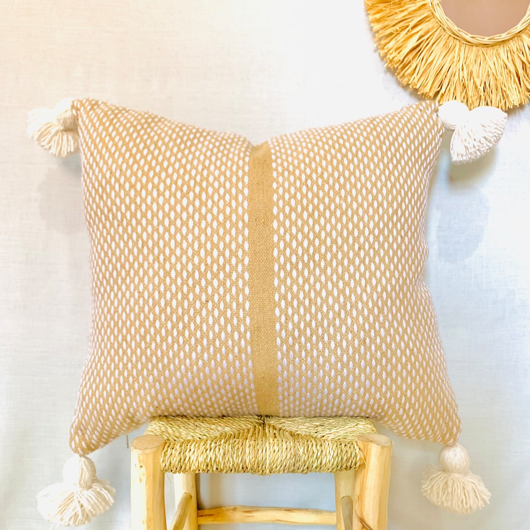 Moroccan decorative pillow, throw pillow, Beige cotton cushion cover Etsy France