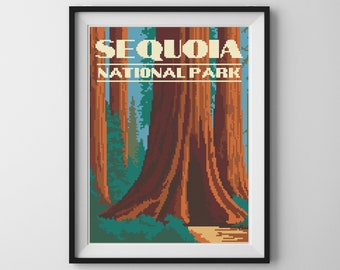 Vintage Sequoia National Park Cross Stitch Pattern (PDF)
