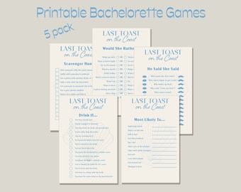 Last Toast on the Coast - PRINTABLE BACHELORETTE GAMES -  Digital Download Bachelorette Party Games