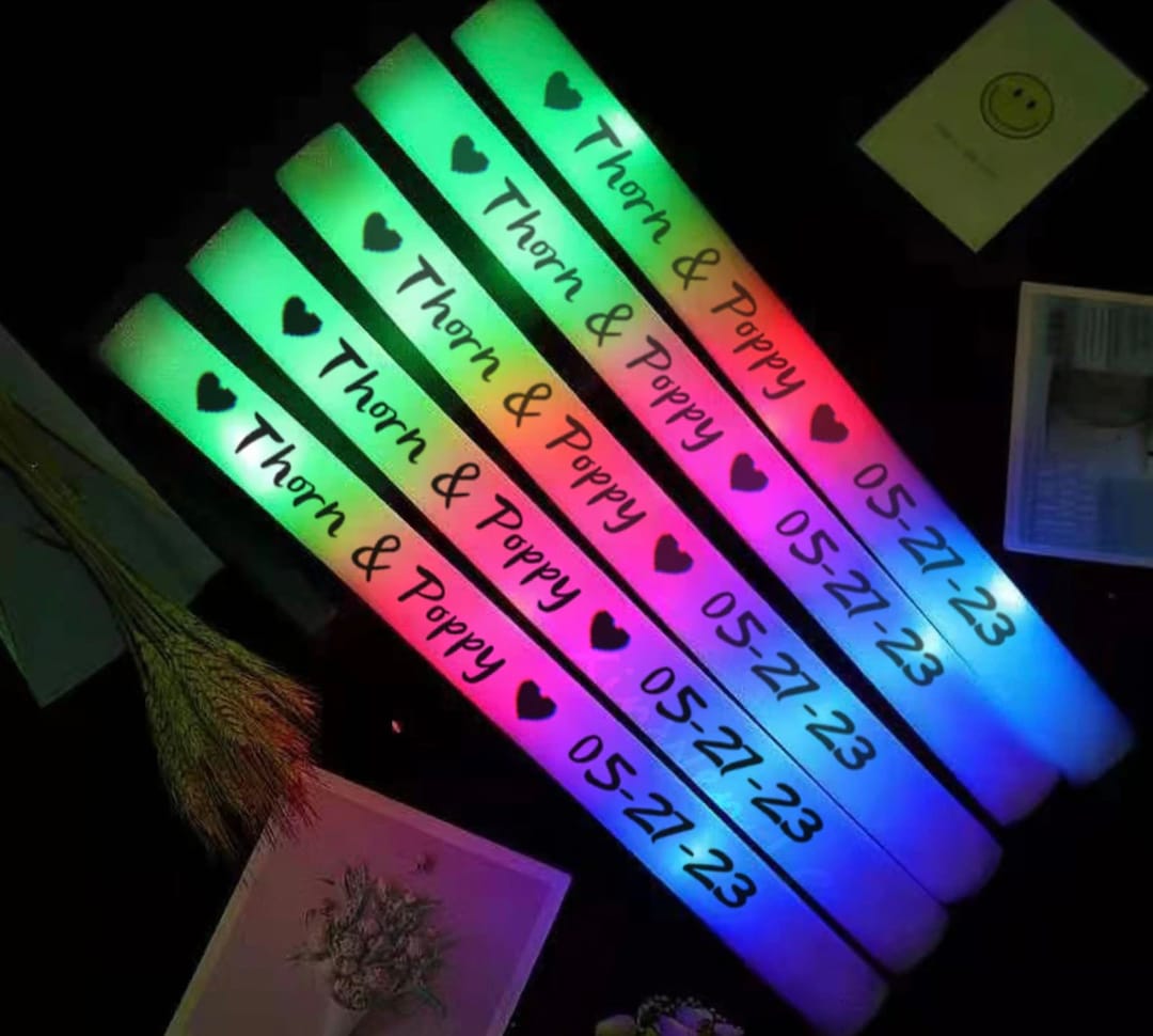 Personalized Foam Glow Sticks Wedding Custom Personalized Led Etsy UK