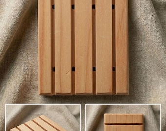 Set of 4 Handmade Wooden Soap Dishes, Rustic Natural Bathroom Decor