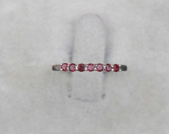 Vintage Lab Rubin Ring: Sterlingsilber Ehering, Juli Geburtsstein