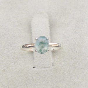 Green Moss Agate Ring Sterling Silver Handmade Ring Natural Agate Engagement Ring Promise Ring Green Gemstone Jewelry