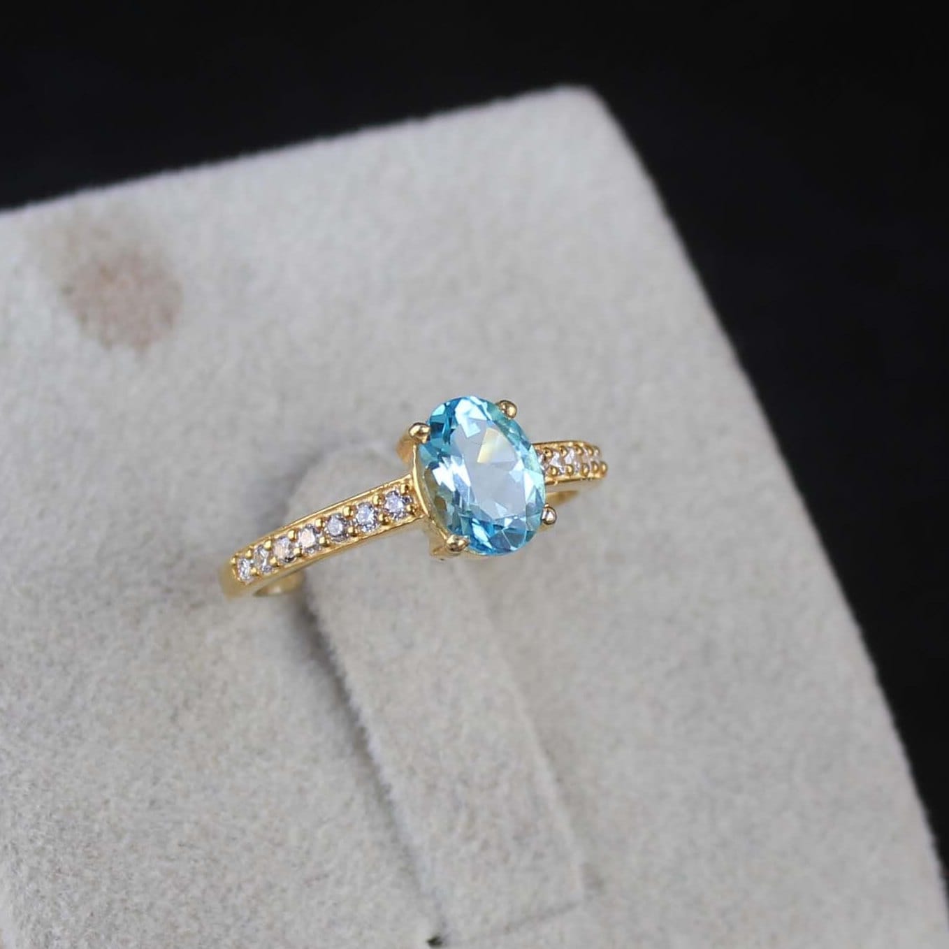 Anillo De Sello De Topacio Azul Para Hombre En Plata De Ley, Anillo De Hombre Con