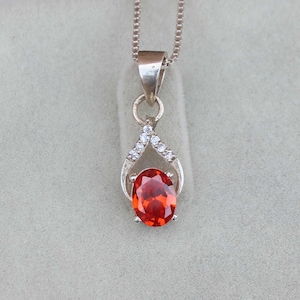Orange zircon Pendant, 925 Sterling Silver Pendant, Silver Pendant, wedding gift, engagement gift christmas gift, anniversary gift for women