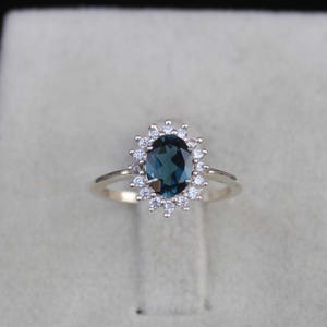 Natural London Blue Topaz Ring 925 Sterling Silver Solitaire Ring December Birthstone Gift For Her Gemstone Ring Wedding Silver Ring