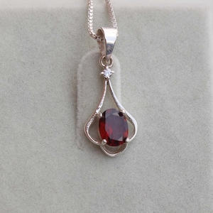 Elegant Garnet Pendant Necklace - January Birthstone Jewelry