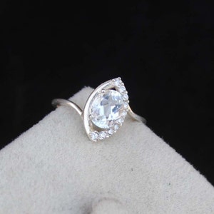 Handmade Oval White Topaz Sterling Silver Statement Ring