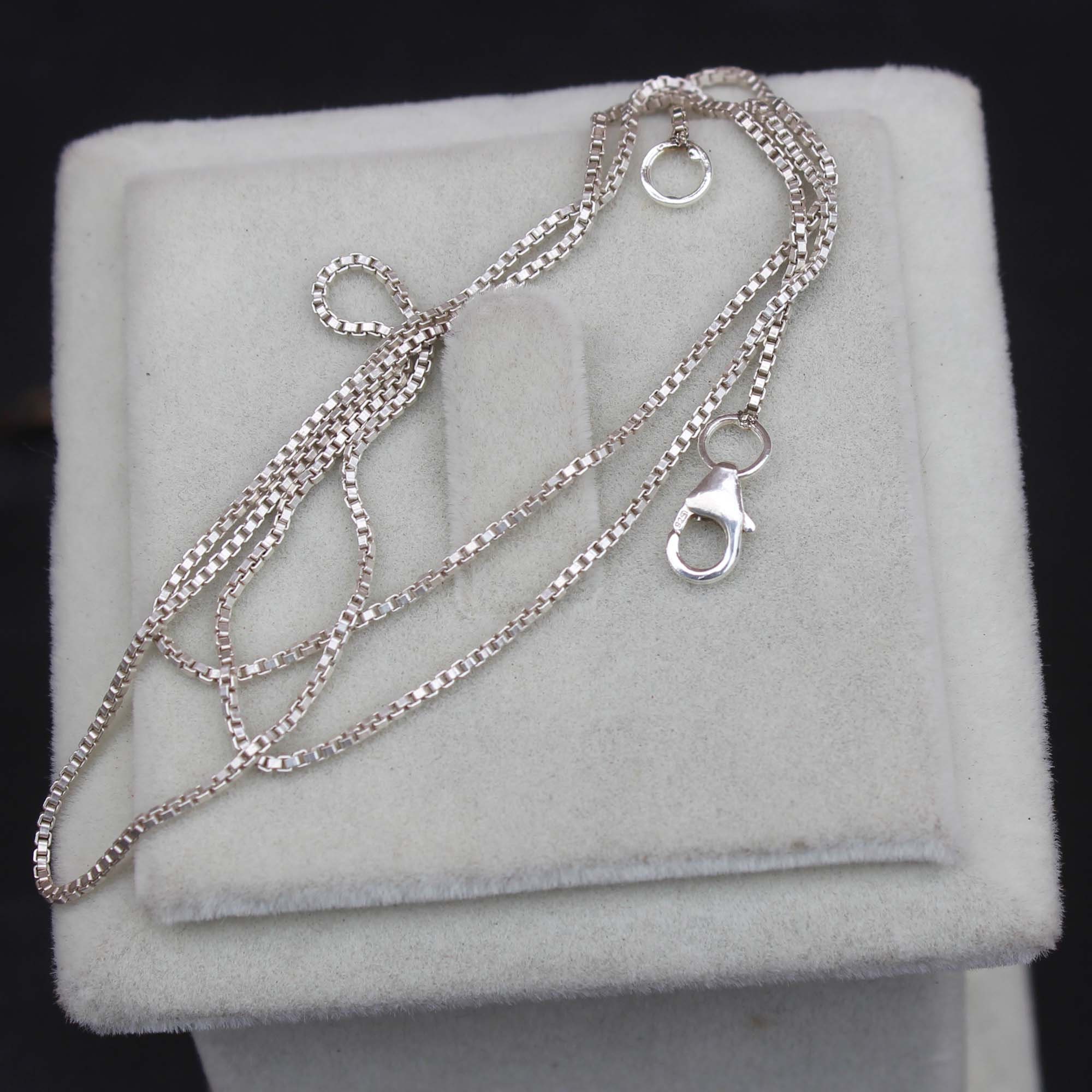 Handmade Sterling Silver Square Chain Necklace: 20 Inch Designer