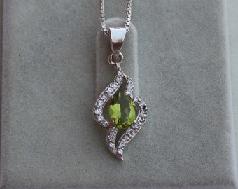 Handmade Oval Peridot Pendant, 925 Sterling Silver, August Birthstone