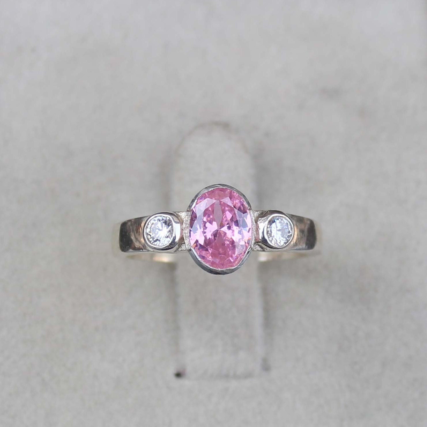 Bague En Argent 850 Avec Saphir Rose - Taille 53 - Neuf Avec écrin