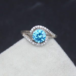 lab Blue Apatite Ring, Gemstone Ring 925 Sterling Silver Ring, Wedding ring Gift, Handmade Ring Silver Ring, Gift For Her anniversary ring