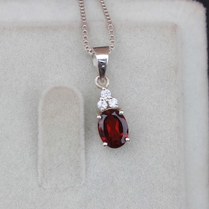 red Garnet Pendant 925 Sterling Silver Pendant Garnet Gemstone Pendant Jewelry Handmade Garnet Jewelry Gift For Her Mother Pendant Necklace