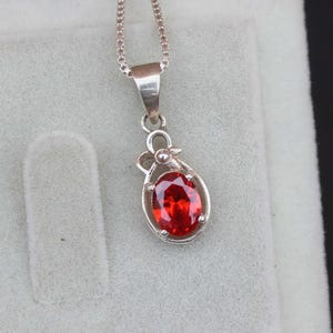 Orange Zircon Pendant, Oval Cut Silver Pendant, Zircon Pendant Engagement Gift, Unique Pendant Gemstone  Pendant Anniversary Gift for Women