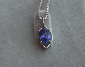 Tanzanithalsband 925 sterlingsilver, ovalt hänge, blå decemberfödelsesten