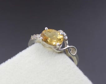 Anello con citrino naturale: anello in argento sterling fatto a mano con pietra portafortuna per matrimonio a novembre