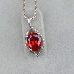 Orange zircon Pendant, oval cut silver orange Zirconia Pendant, Gemstone Pendant, wedding Pendant vintage Pendant Sterling Silver Pendant