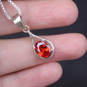 Orange Zircon pendant oval cut silver pendant wedding gift promise pendant anniversary pendant Silver Pendant 925 Sterling Silver Gifts her