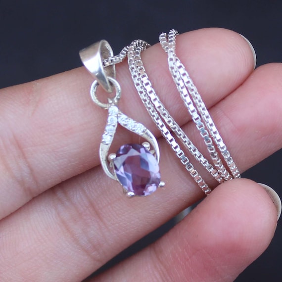 Pendentif Alexandrite 5 Carats Ovale - Argent Sterling 925 - Neuf Sans Emballage - Collier 18 Pouces