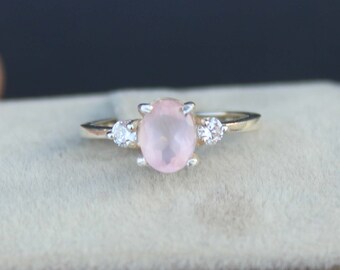 Anillo Ovalado De Cuarzo Rosa Hecho A Mano: Piedra De Nacimiento De Plata De Ley 925 - España