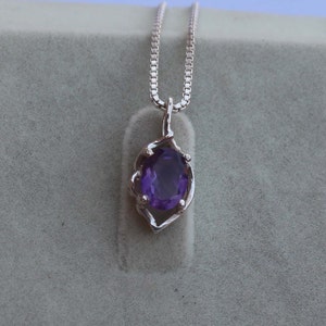 Natural Purple Amethyst Solid 925 Sterling Silver Necklace Pendant For Women, Handmade Without Chain Silver Pendant For Wedding Anniversary