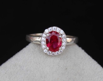 wedding vintage Lab Ruby Ring - Gemstone Jewelry
