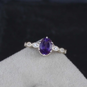 Natural Amethyst Ring wedding ring promise ring Women silver Jewelry Purple Gemstone Natural February Birthstone ring anniversary ring gift