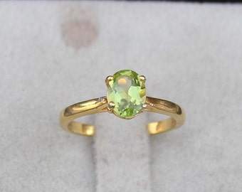 lab Peridot Ring: Handmade 925 Sterling Silver, August Birthstone