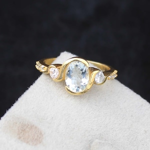 Aquamarine Ring, Silver Ring, Dainty Ring, Gemstone Ring, Sterling Silver, Everyday Ring, March Birthstone, Solitaire Ring, Gift for her