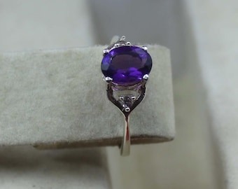 Natural purple amethyst ring, engagement promise for her
