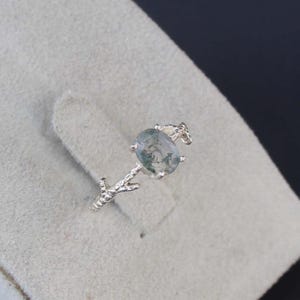 Green Moss Agate Ring May Birthstone Silver Ring For Her Moss Agate Handmade Silver Jewelry Statement Ring Bridal Gift Ring