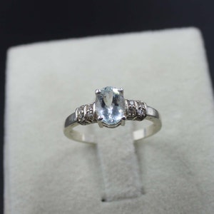 Aquamarine Ring, Silver Ring, Dainty Ring, Gemstone Ring, Sterling Silver, Everyday Ring, March Birthstone, Solitaire Ring, Gift for her