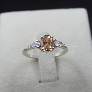 Morganite Ring- Sterling Silver Morganite Engagement Ring For Women -Dainty Promise Ring-Wedding ring Anniversary Birthday Gift for Her