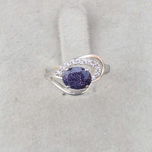 Lily Galaxy Sandstone Ring Blue Sandstone Engagement Ring Nebula Ring 925 Sterling Silver Ring Promise Ring Anniversary Gift For Her