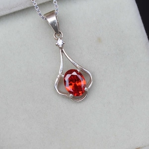 Orange zircon Pendant Necklace November Birthstone Stone Pendant Necklace Oval zircon Necklace Gift Pendant Gift for Her Unique Pendant