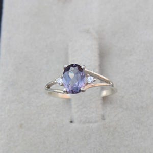 Alexandrite Ring Promise Ring For Her June Birthstone Silver Ring Oval Cut Color Changing Stone Handmade Sterling Silver Ring