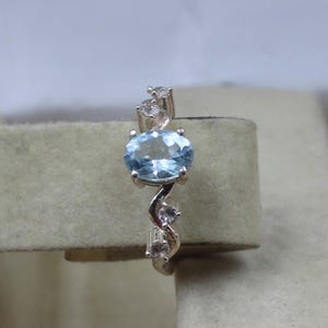 Designer Aquamarine Ring, Aquamarine Oval Ring, Solitaire Ring, Stacking Aquamarine Ring, March Birthstone Ring, Personalized Wedding Ring